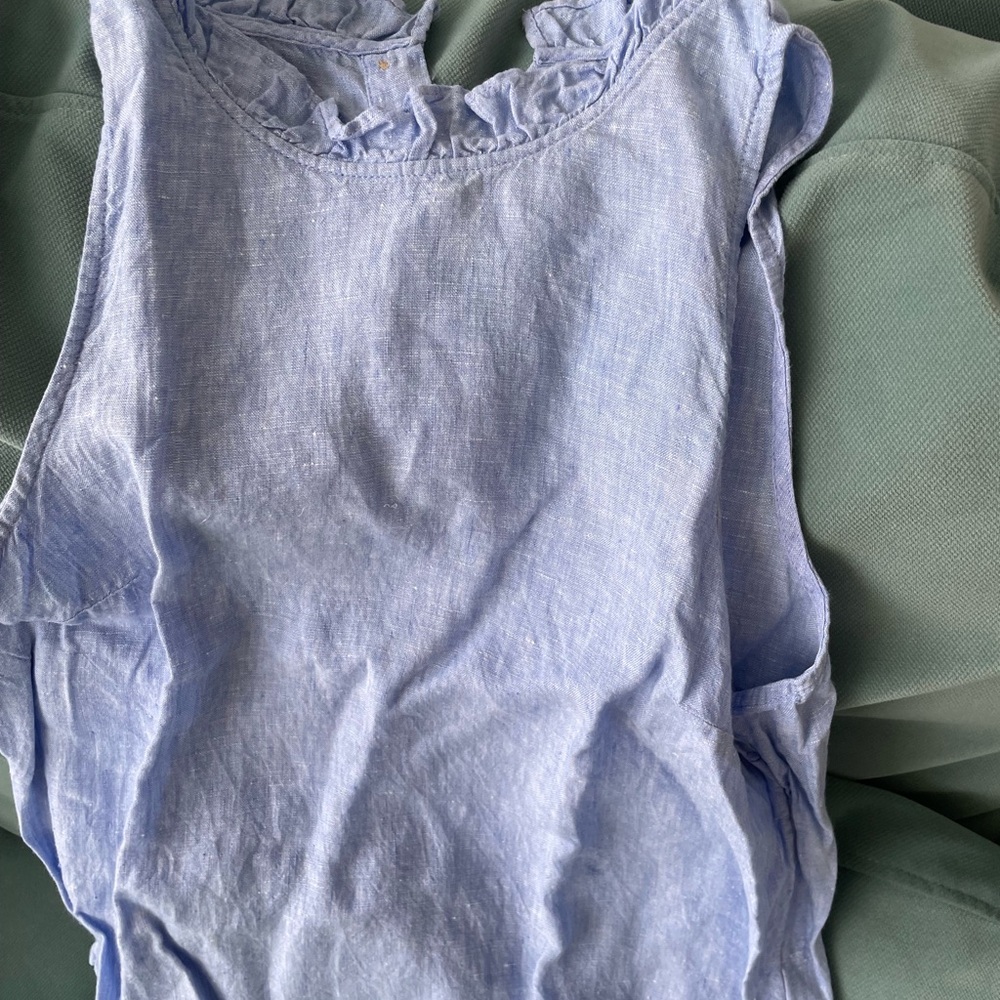 Last chance! J Crew ruffle neck sleeveless linen top Fleur